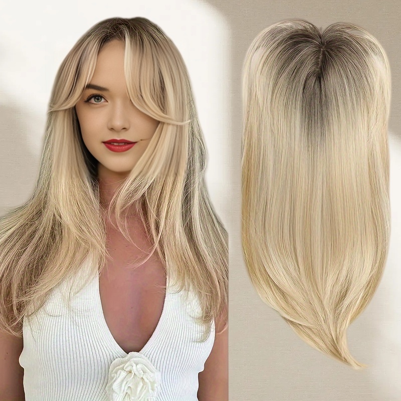 Cabelo humano Natural de simulação própria de renda frontal, peruca dourada de fibra química orgânica encaracolada