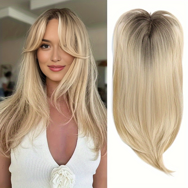 Cabelo humano Natural de simulação própria de renda frontal, peruca dourada de fibra química orgânica encaracolada