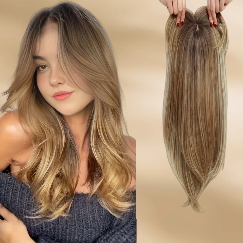 Cabelo humano Natural de simulação própria de renda frontal, peruca dourada de fibra química orgânica encaracolada