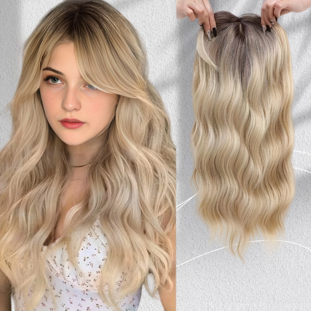 Cabelo humano Natural de simulação própria de renda frontal, peruca dourada de fibra química orgânica encaracolada