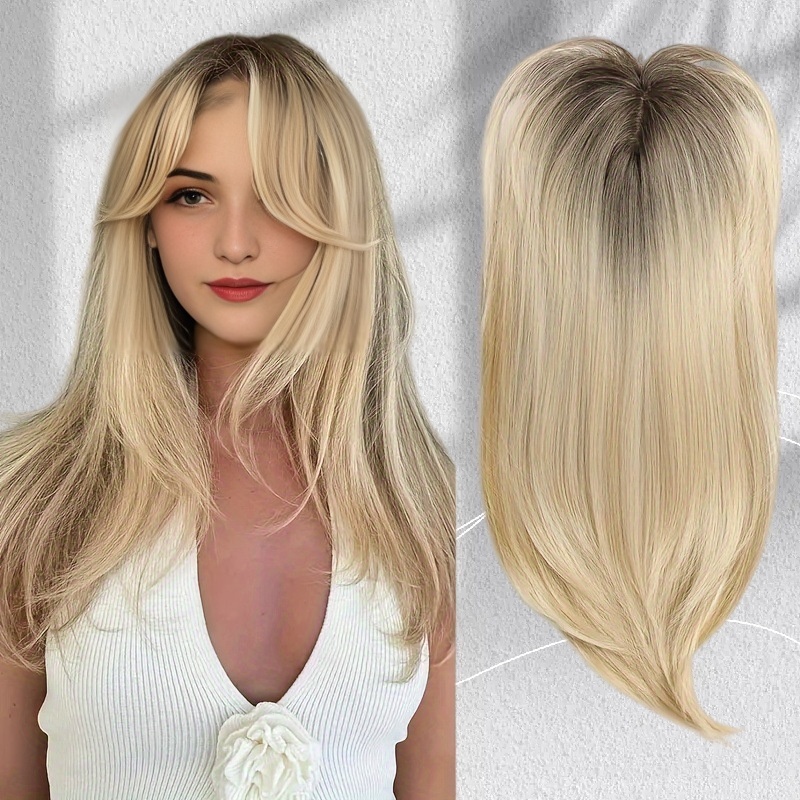 Cabelo humano Natural de simulação própria de renda frontal, peruca dourada de fibra química orgânica encaracolada