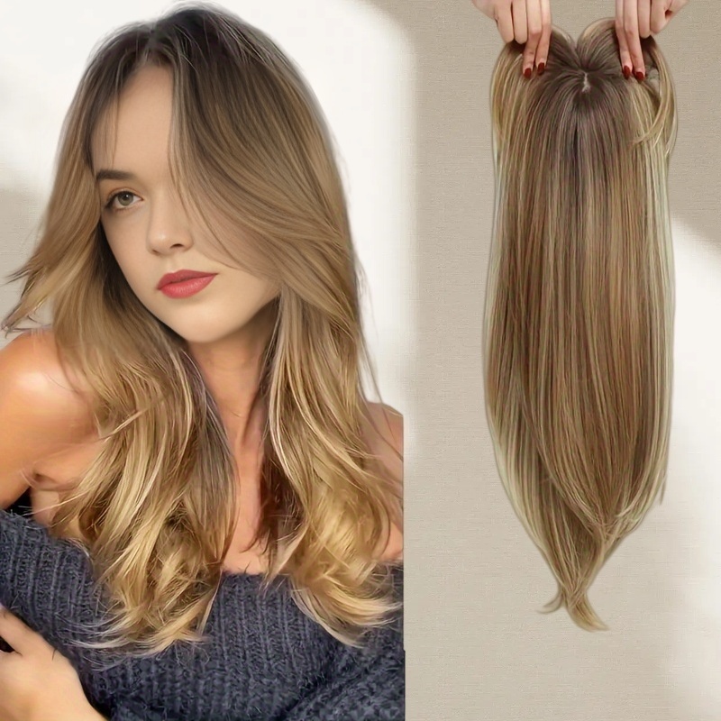 Cabelo humano Natural de simulação própria de renda frontal, peruca dourada de fibra química orgânica encaracolada