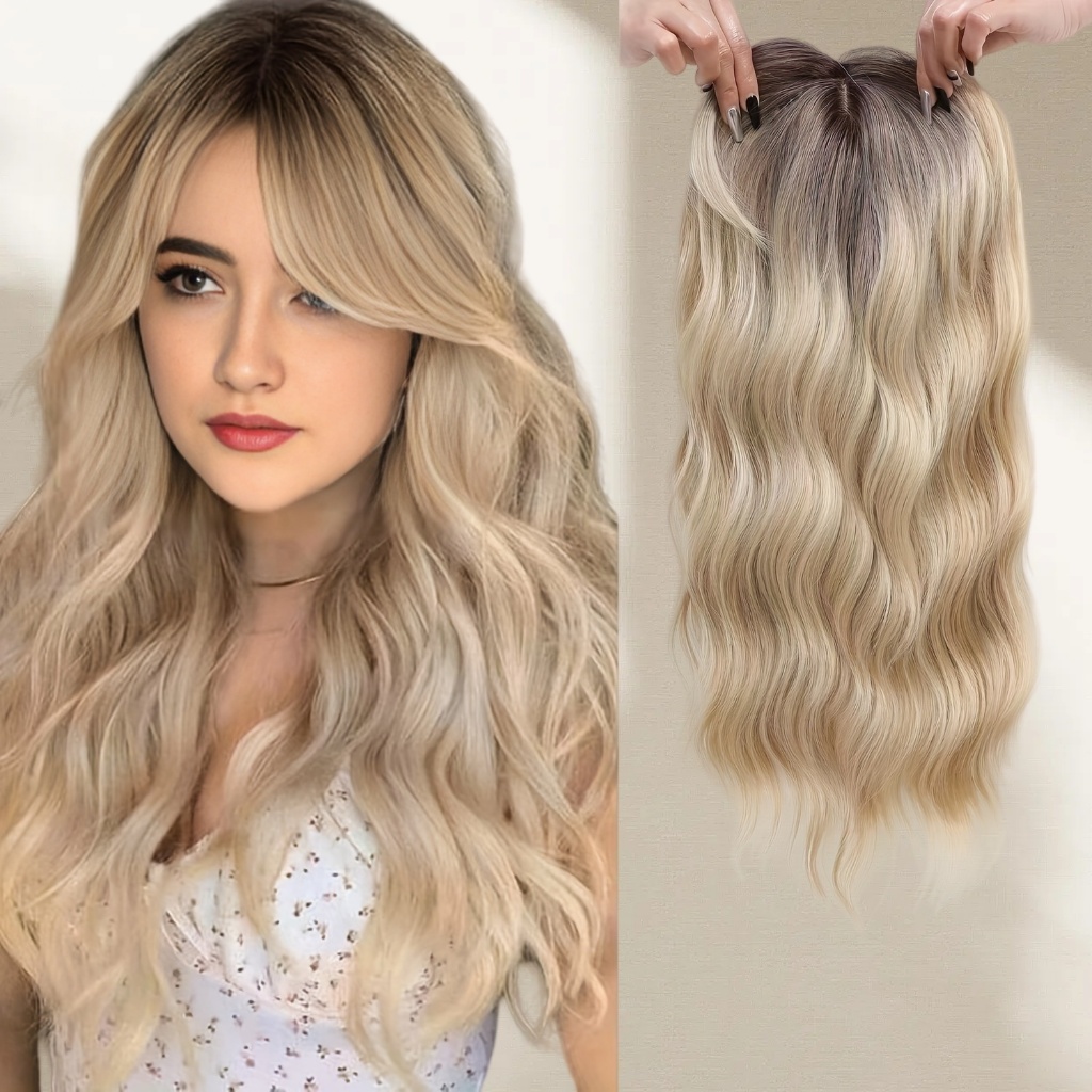 Cabelo humano Natural de simulação própria de renda frontal, peruca dourada de fibra química orgânica encaracolada