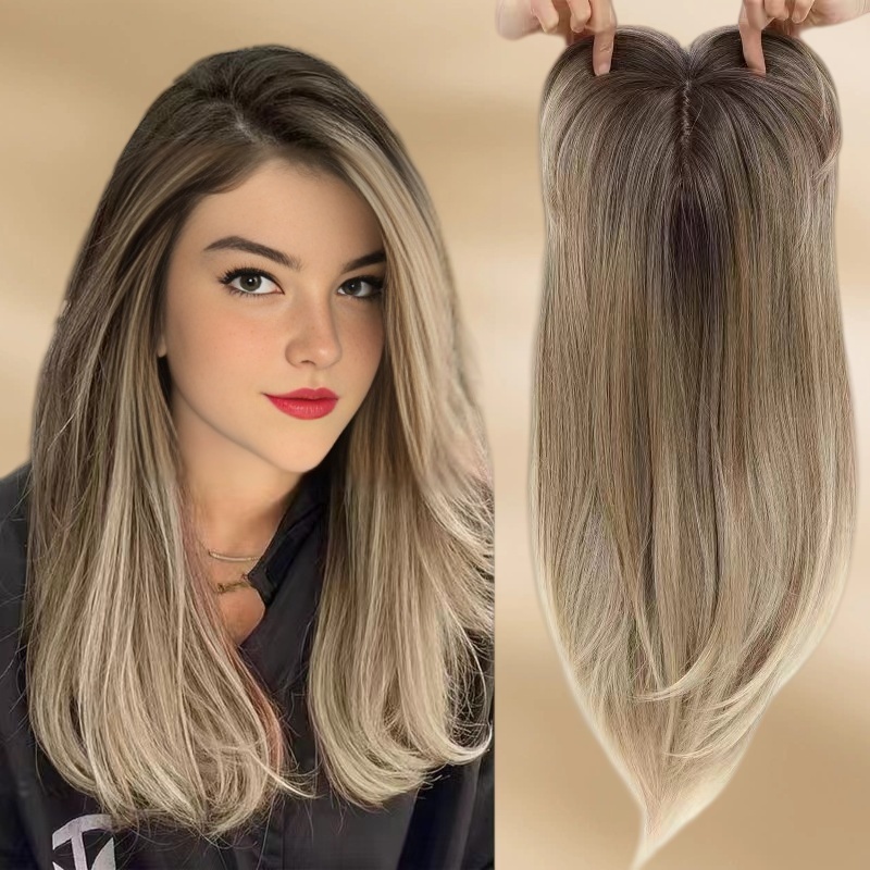 Cabelo humano Natural de simulação própria de renda frontal, peruca dourada de fibra química orgânica encaracolada