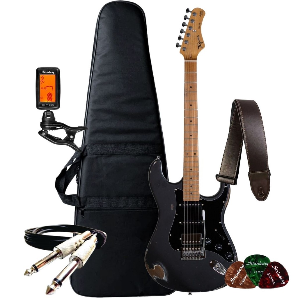 Kit Guitarra Tagima Strato Tga580 Vintage Antique Acessórios