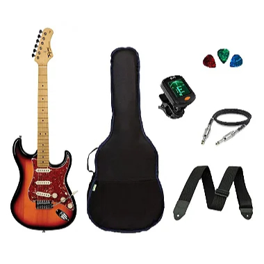 kit Guitarra Tagima TG530 Strato Sunburst Capa/ Afinador/ Correia/ Cabo/ 3 Palhetas