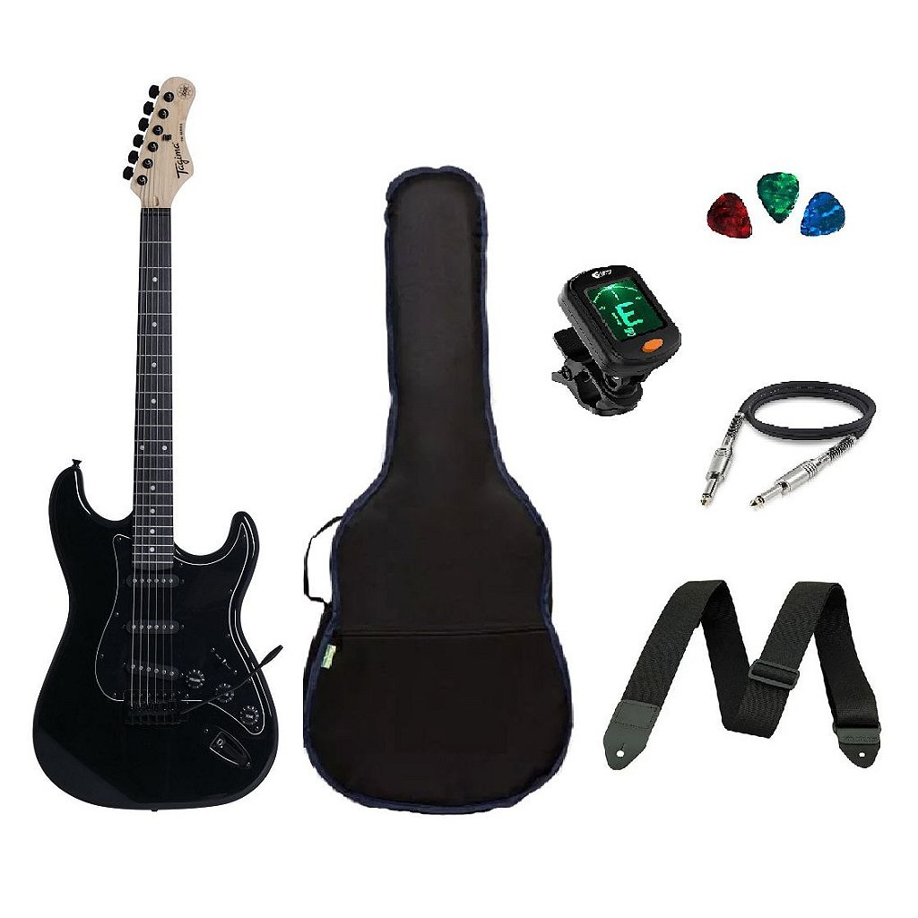 Kit Guitarra Tagima TG500 Strato Preta