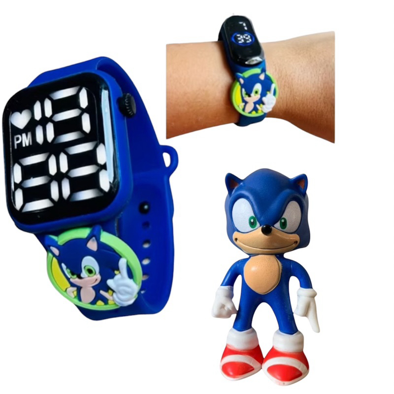 kit 2 boneco 1 Sonic +1 Relógio Infantil Digital Sonic A Prova D’água Menino