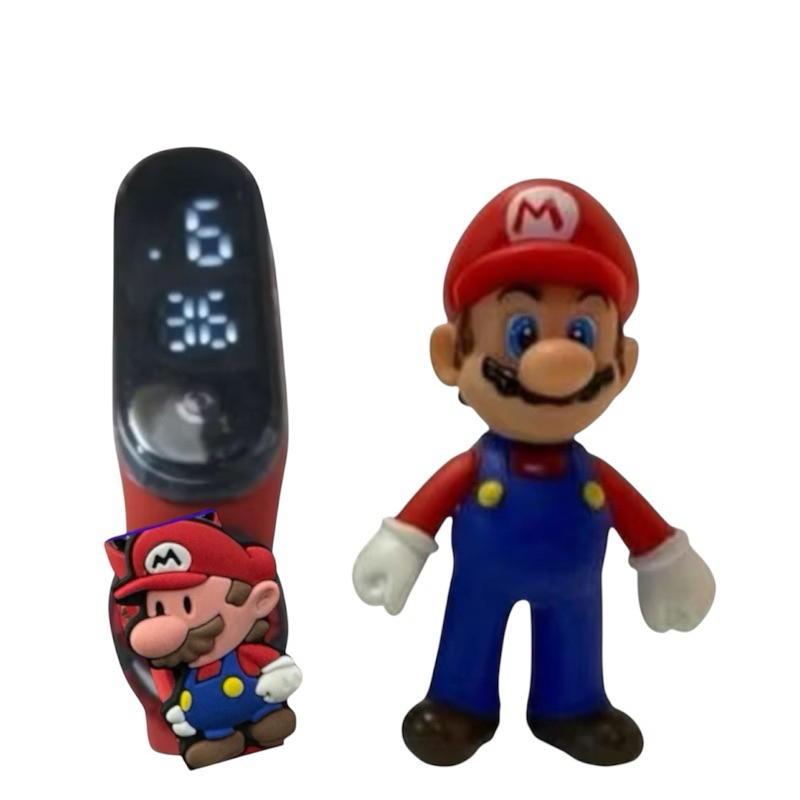 Kit 2, Boneco Super Mario + Relogio Digital