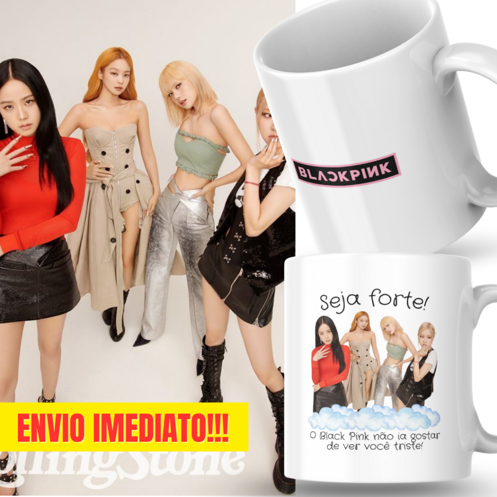 Caneca Xicara Porcelana 325ml Seja Forte Black Pink Pink Kpop Personalizada Presente Decoração Casa