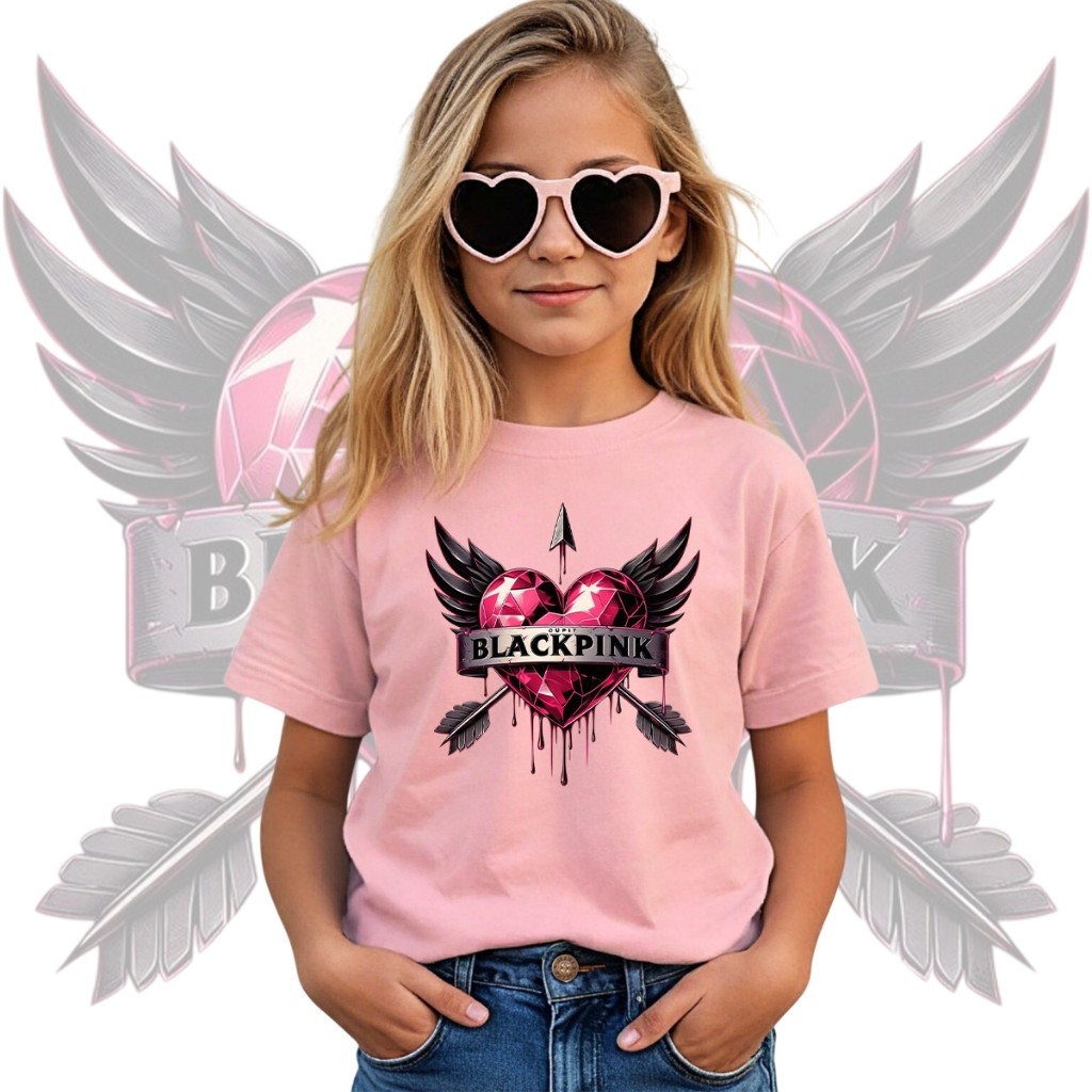 Camiseta Infantil Black Pink Kpop Menina Estilosa 100% Algodão