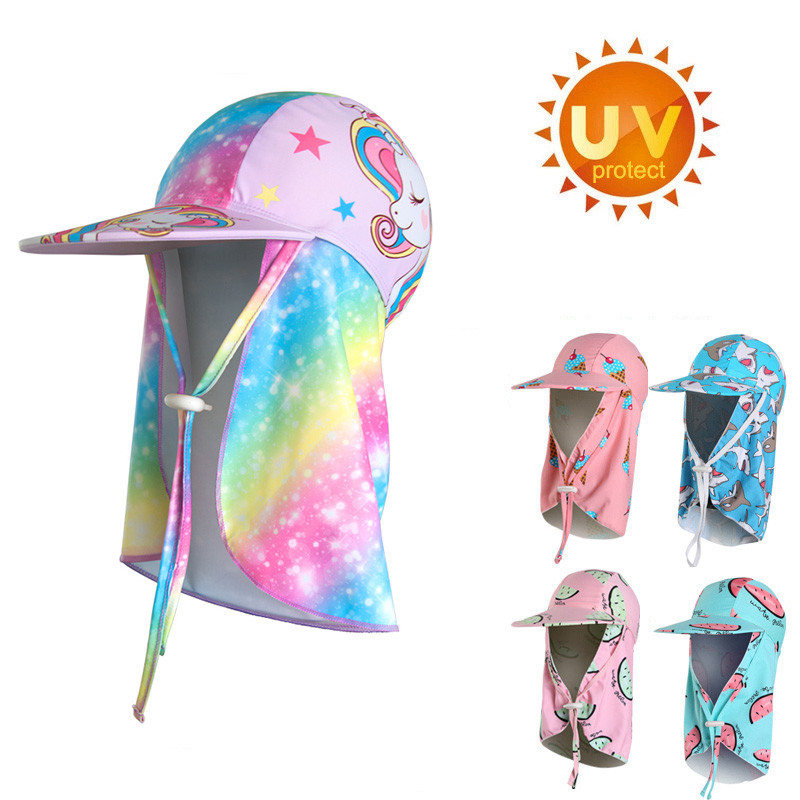 Chapéu protetor solar de praia ao ar livre meninos bebê meninas chapéus de sol grande manto pescoço proteção bonés crian