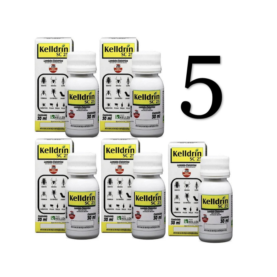 kit 5 Unidades Kelldrin SC25 Barata Formiga Aranha Escorpião contra pulgas e carrapatos