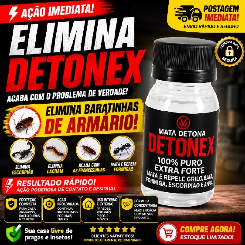 Detonex 30ml – Mata e repele: Baratas francesinhas, formigas, escorpiões, grilos e aranhas
