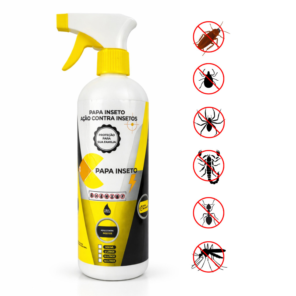 Inseticida Papa Inseto Papa Mosca 500ml Sem Cheiro Mata Escorpião Aranhas Baratas Formigas Cupins Mosquitos Dengue
