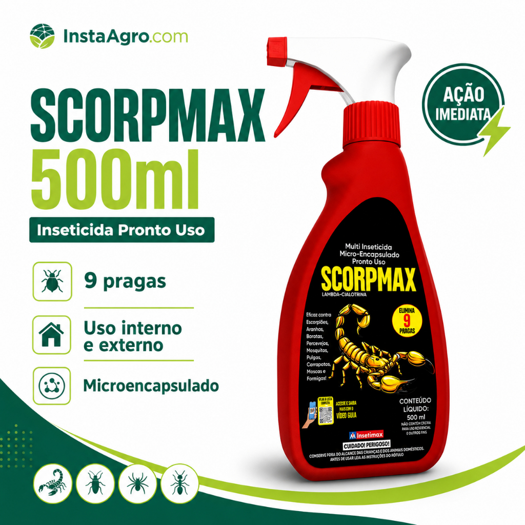 Inseticida Insetimax 500ml Pronto Uso Controle Escorpião Barata Aranha Formiga Pulga Scorpmax Ação Imediata