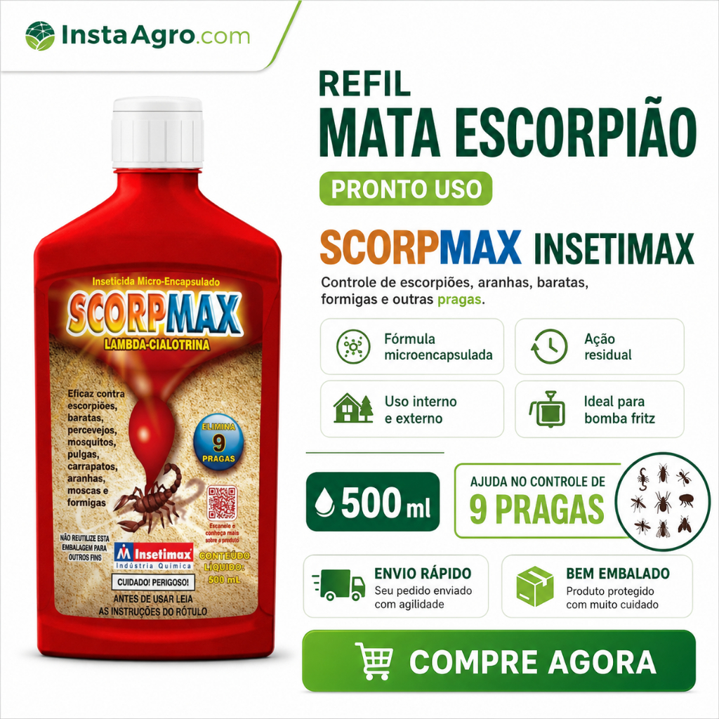 Refil Anti Escorpião Scorpmax Insetimax 500ml Pronto Uso Inseticida Aranha Barata Formiga Ação Imediata