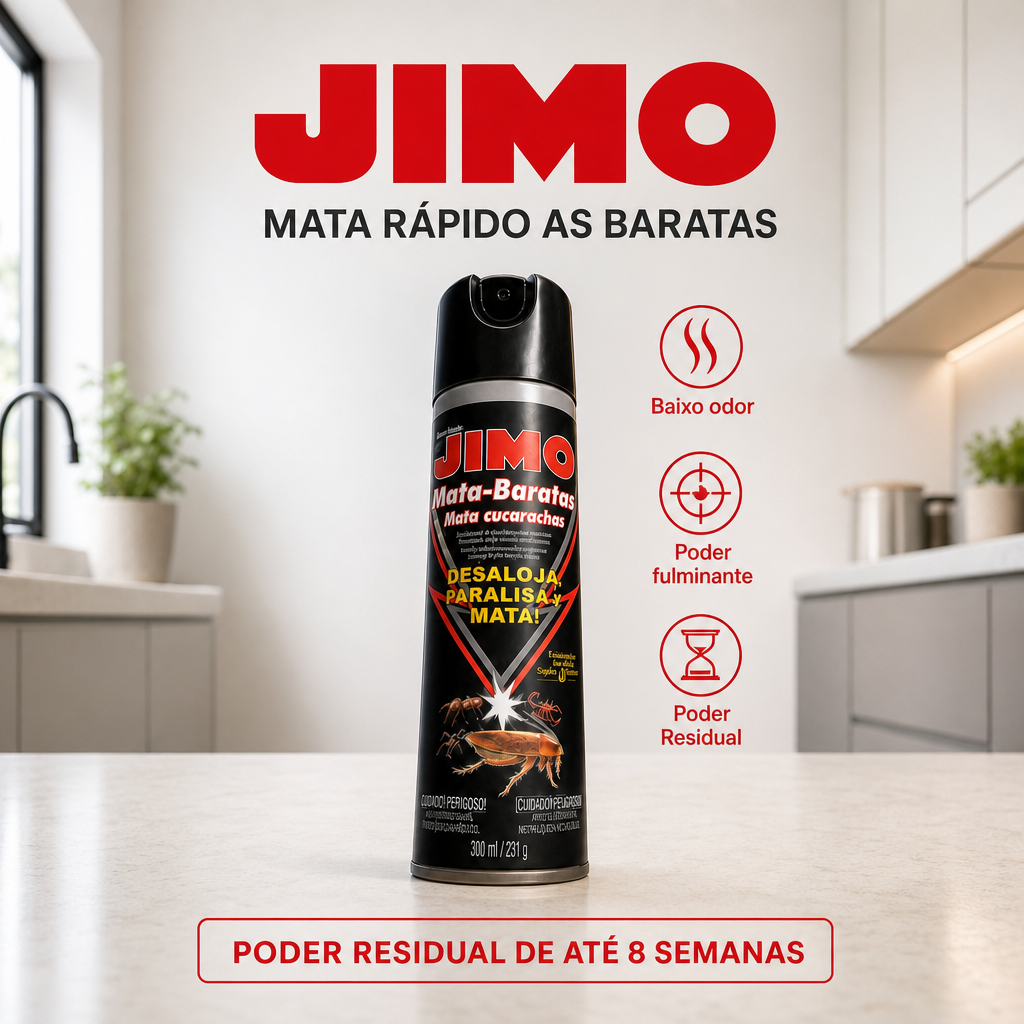JIMO MATA RÁPIDO AS BARATAS Aerossol 300ml KIT— Mata Baratas, Formigas, Aranhas e Escorpiões, 8 Semanas de Proteção
