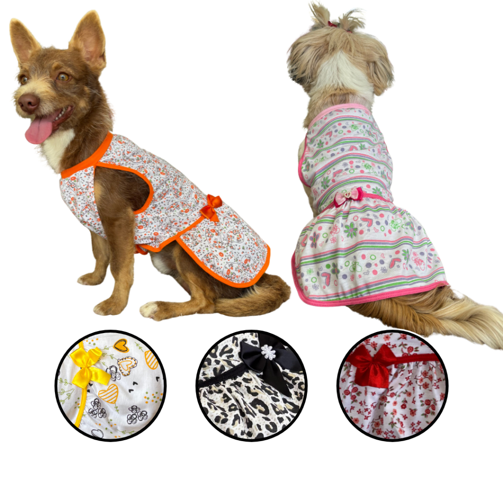 Vestido para Pet Verão - Roupinha pra Cachorro de Porte Pequeno a Grande Macho e Femea - ShihTzu Golden Pinscher