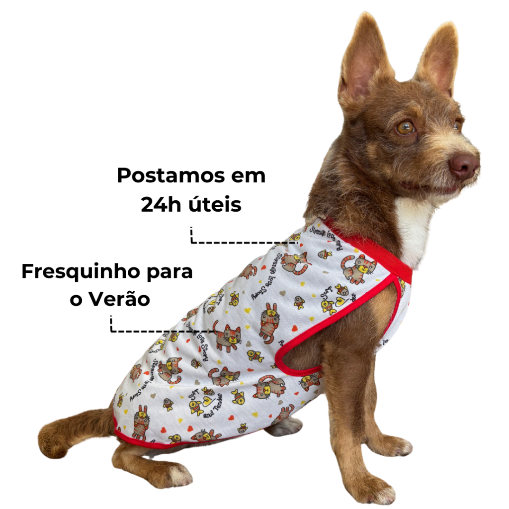 Roupinha Pet Verão - Roupa Fresquinha Pra Cachorro - De Macho e Fêmea - Porte Pequeno a Grande ShihTzu Golden Pinscher