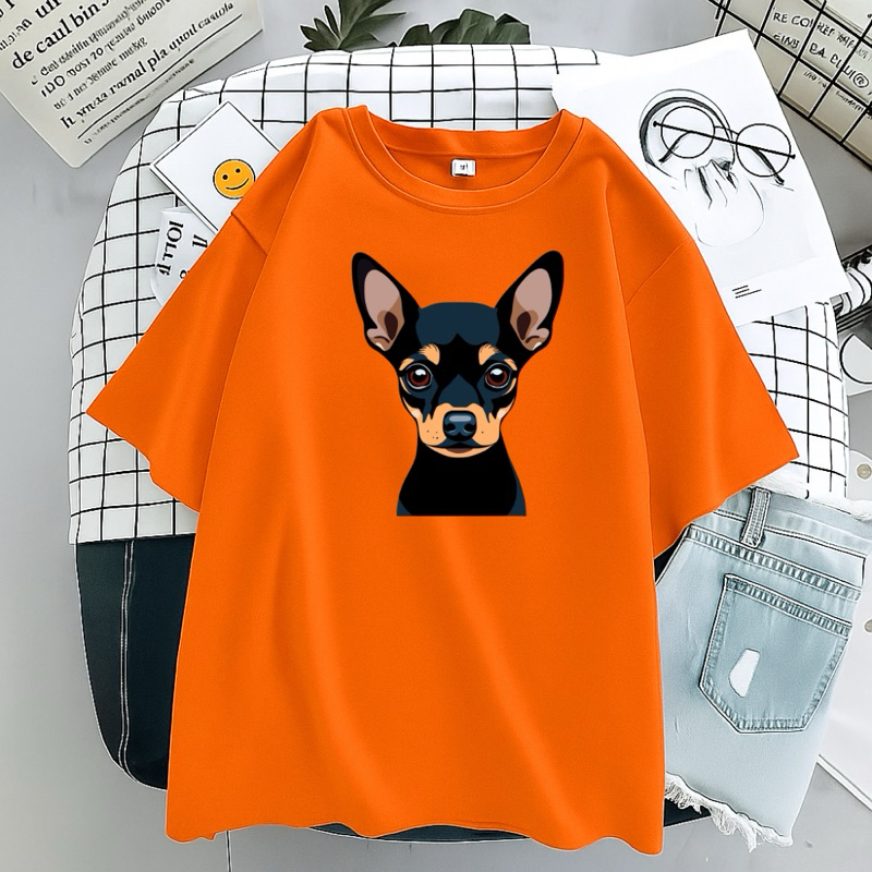 Camiseta Estampada 100% Algodão Cachorro Pinscher Blusa Dia a Dia