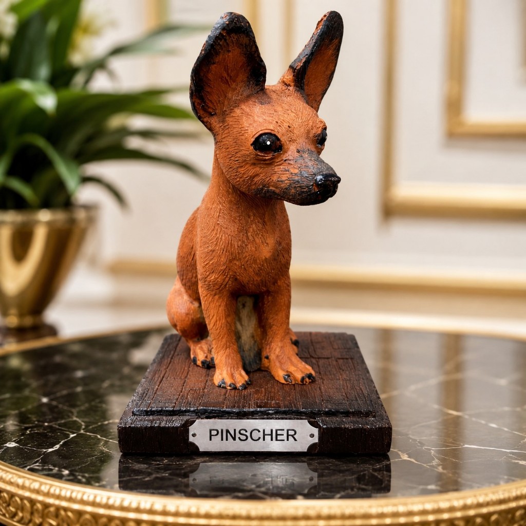 Estatua Cachorro Pinscher Decoração Enfeite Presente