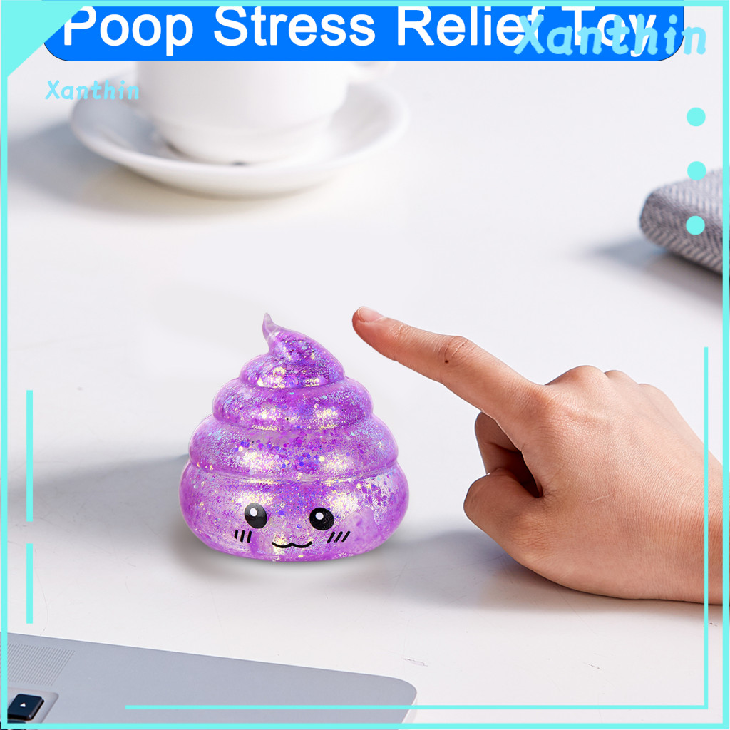 Poop Stress Relief Toy Portable Fidget Cartoon Glitter Squeeze Pinch Ball for Kids Adults Soft Prank Fun Anti-stress Gad