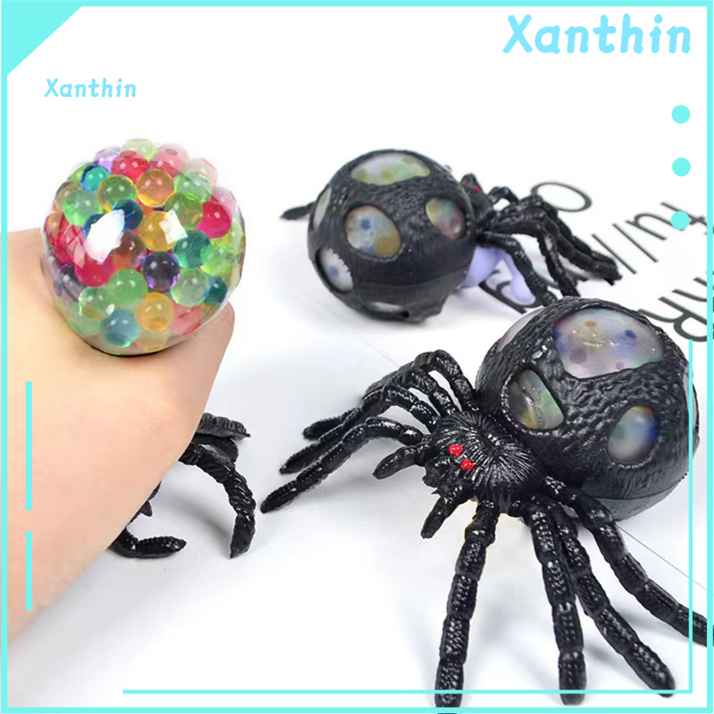 Portable Spider Toy Colorful Squeeze Stress Relief Anxiety Fidget for Kids Teens Adults Soft Tpr Pinch Ball Fun Fake Squ