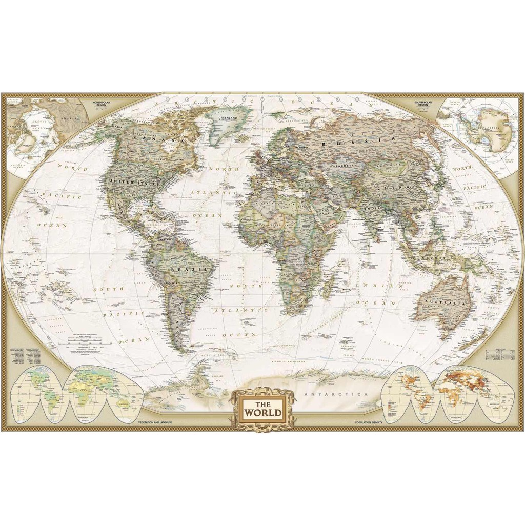 Mapa Mundi Vintage - 2007 - Mapas - Tela Canvas Para Quadro