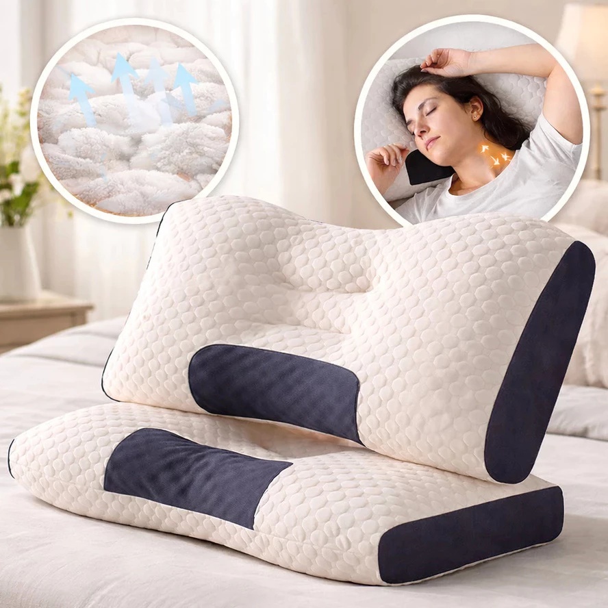 Travesseiro Ergonômico Cervical Ortopédico Memory Foam 74x48cm Lavável Respirável