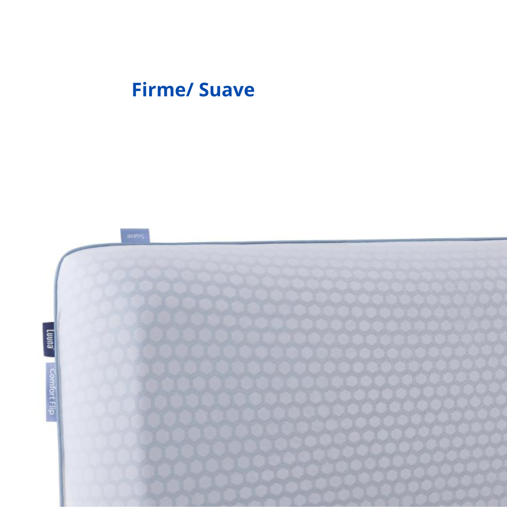 Travesseiro Luuna Comfort Flip Memory Foam, Lado Macio e Firme, Capa Cooling Stamp, 30 Noites de Teste