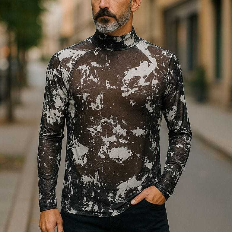 Camiseta Masculina Gola Altae  Manga Longa De Tule Transparente e Leve