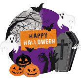 Painel Happy Halloween 4 Lâminas Scary Night Cromus Decoração Festa Dia das Bruxas Terror
