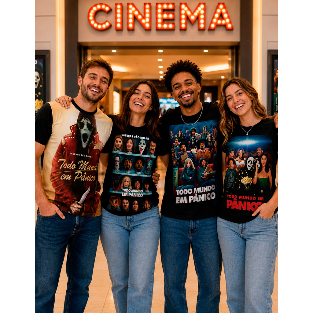 Camiseta Filme Cinema Todo Mundo Em Pânico Camisa Scary Movie Ghostface Cindy Brenda Shorty Ray Wayans