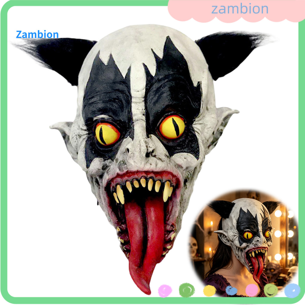 Realistic Latex Scary Masks Halloween Clown Mask with Long Tongue – Costume Prop for Cosplay Haunted House Decoration