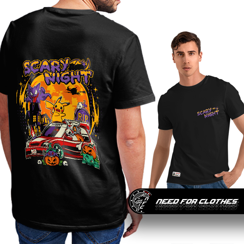 Camiseta JDM Scary Night, Civic EG Halloween Edition, Pokémon e Cultura Pop