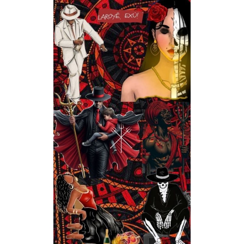 Quadro Decorativo Laroye Exu e Pomba Giras Entidade Umbanda e Candomblé Pombogira, pomba gira,pombagira