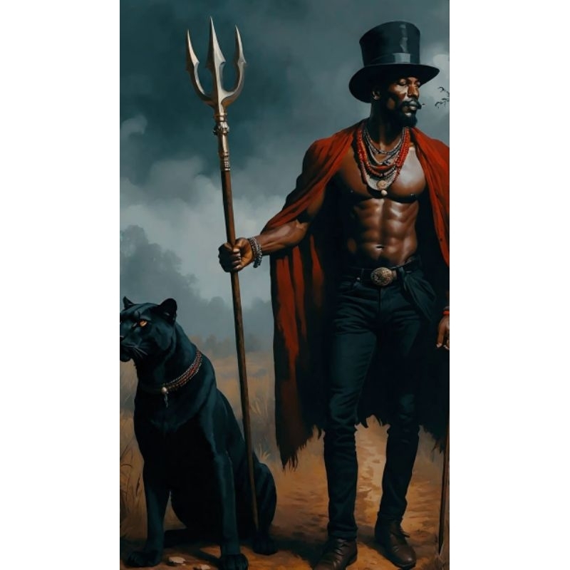 Quadro Decorativo Exu Pantera Negra Entidade Umbanda e Candomblé