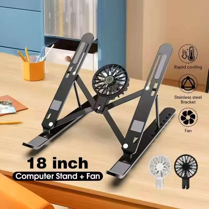 Para 18 Polegada Portátil Cooler Suporte Dobrável Notebook Computador Almofada De Refrigeração Tablet Desktop Com Ventil