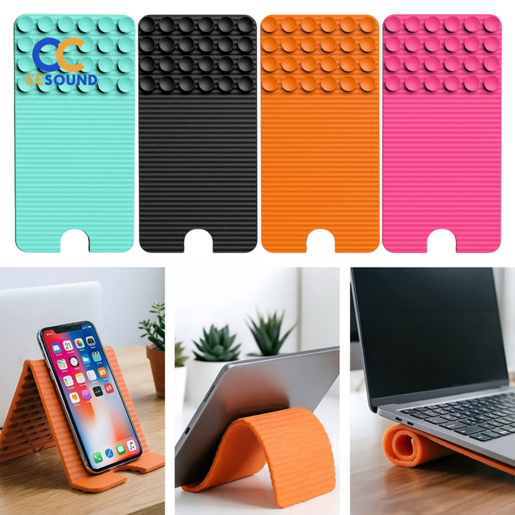 Desktop Phone Dock Cell Stand for Desk Silicone Foldable with Suction Cups – Flexible Holder for Tablet Laptop Selfie