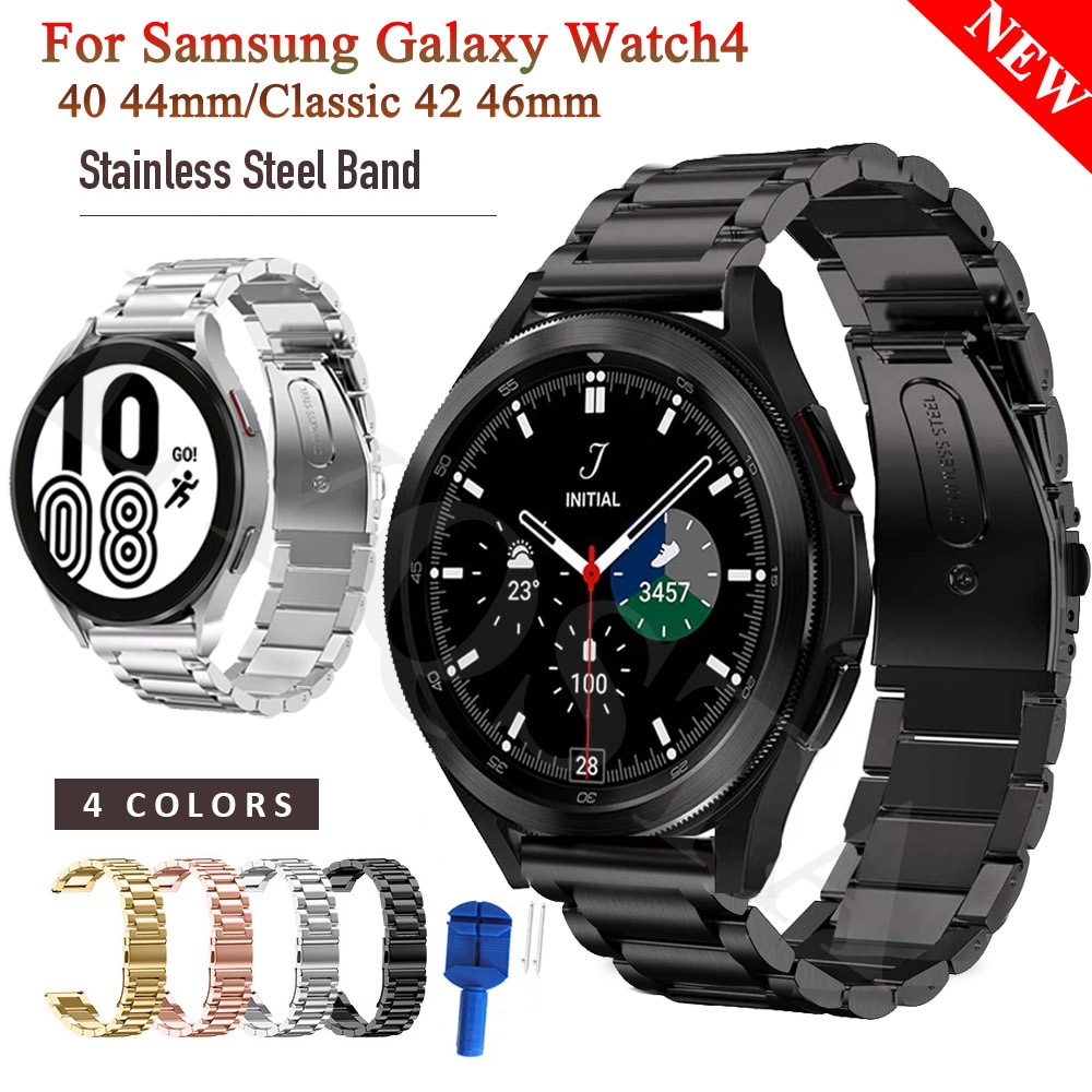 Pulseira De Metal Cinta Para Samsung Galaxy Watch4 Clássico 46 42mm Smartwatch Esporte Pulseira De Aço Inoxidável Relógio Galáxia 4 44 40mm