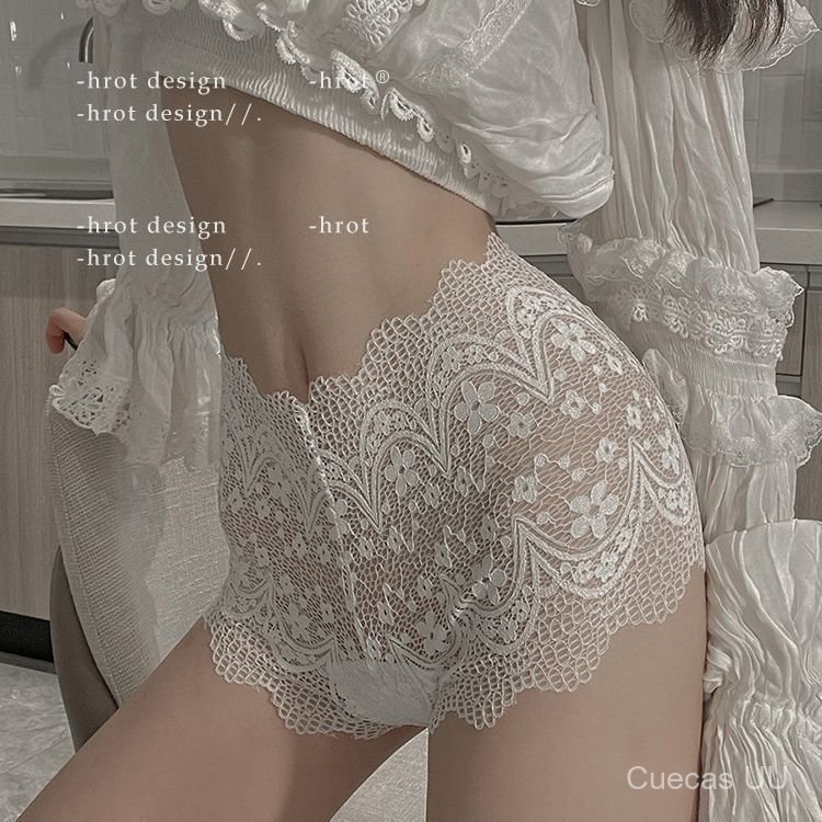 Calcinhas boxer femininas de renda, vazadas, sem costura, ultrafinas, puras e sensuais, estilo francês, cintura média, c