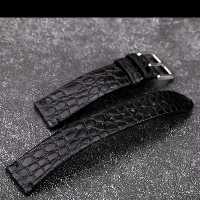 [Alça] Pulseira de couro de crocodilo ultrafina 18, 20, 22MM Couro genuíno unissex estilo retrô feito à mão pulseira de