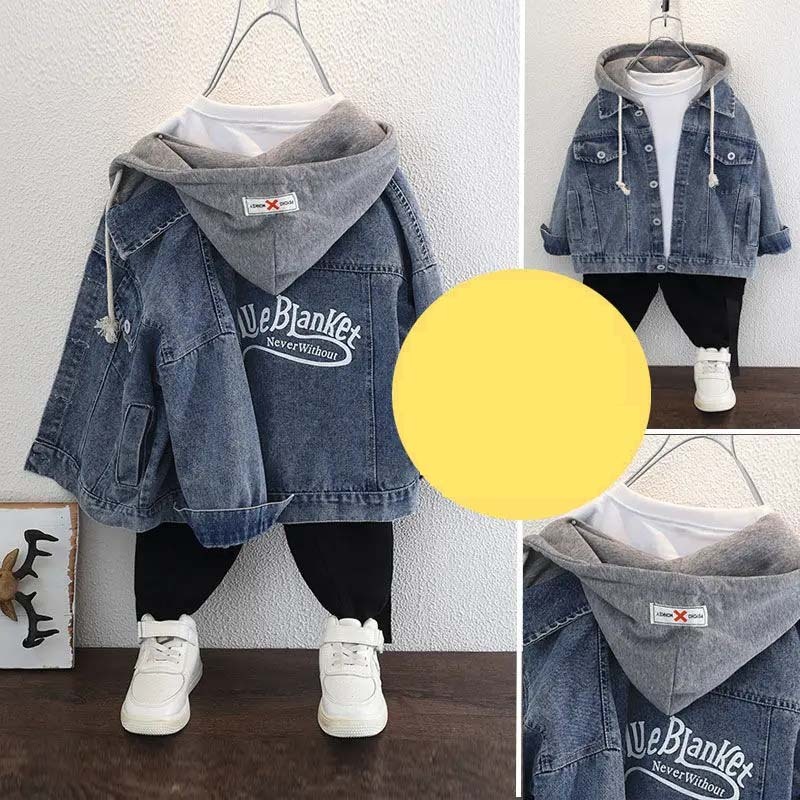 Menino Denim Jaquetas Crianças Jeans Casaco Com Capuz Outerwear Roupas Primavera Outono Esportivas Para 3-12T