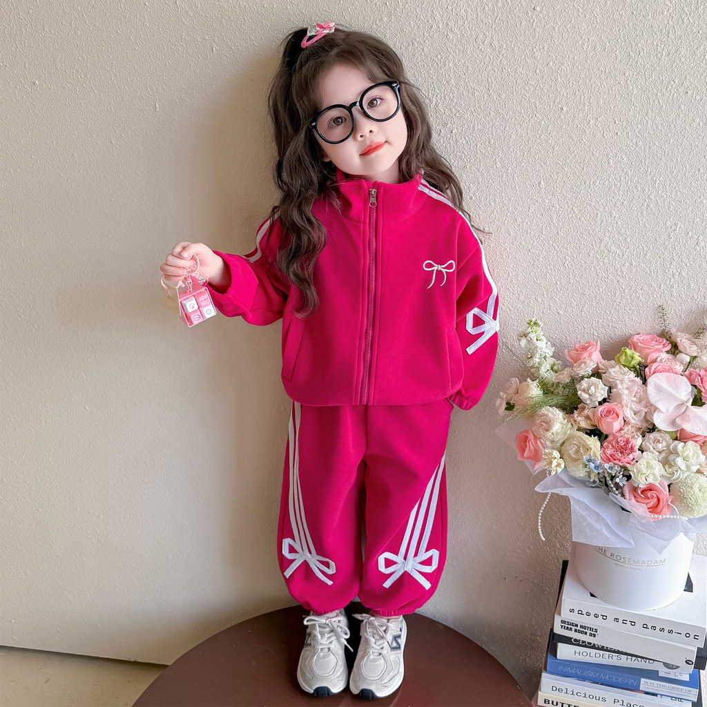 Super lindas meninas terno esportivo primavera outono roupas 2026 moda crianças jaqueta calças menina terno de duas peça