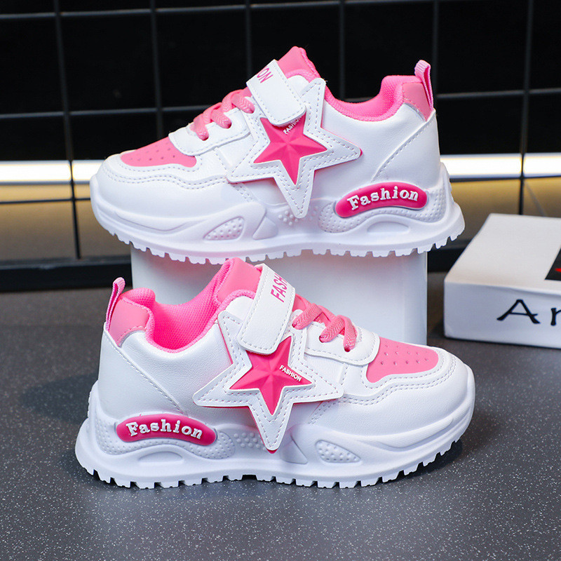 Meninas sapatos esportivos 2025 primavera outono novo estilo crianças estrela moda sola macia papai sapatos Anti-desliza