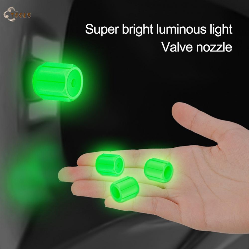 【READY STOCK】4PCS Universal Fluorescent Car Tire Valve Cap High Quality Tire Valve Stem Cap-ENUS