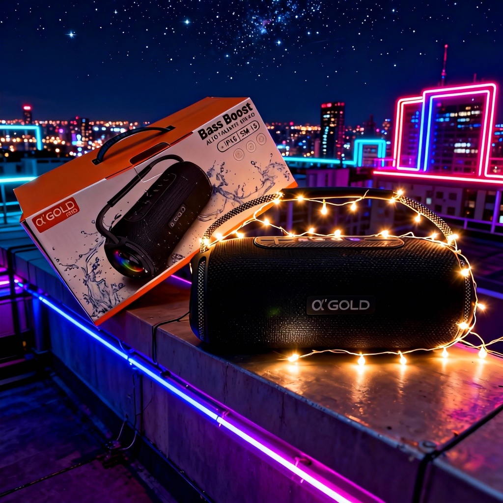 Caixa de Som Bluetooth Versátil Resistente a Água 60W Alto Falante Duplo Luz RGB A'gold Original SM-15