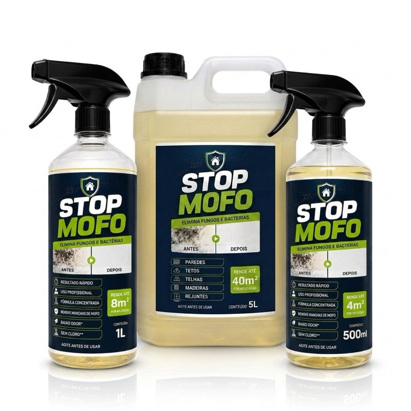 Kit stop mofo Mata Mofo Bolor Fungo Teto De Banheiro Parede Não Volta + Borrifador