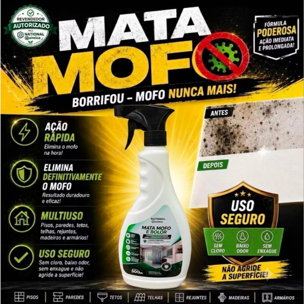 Mata Mofo Bolor Moveis Armario Guarda Roupa Madeira Tira Fungo Umidade Antimofo National Quimica 500ml